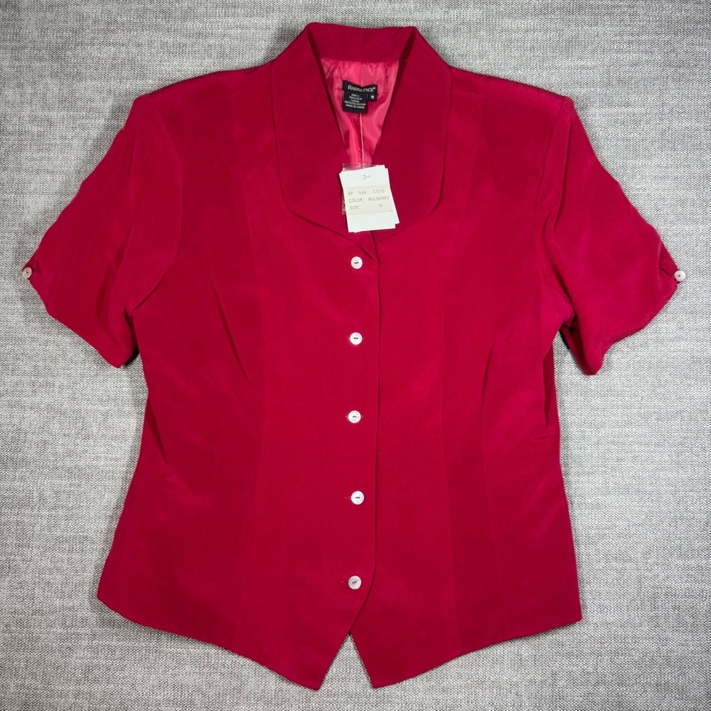 Barrie Pace Vintage 90s Silk Short Sleeve Blazer Mulberry Red NWT Womens 10